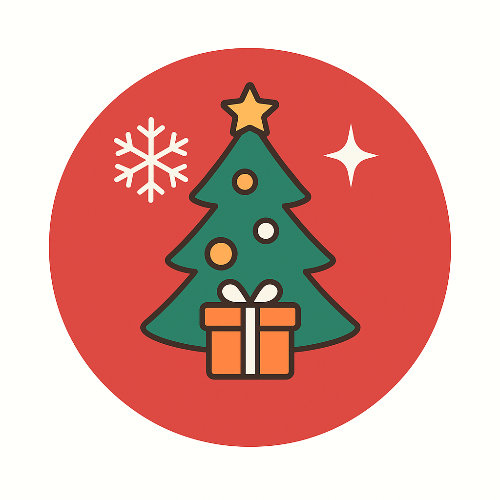boton Árbol de navidad con regalos y adornos